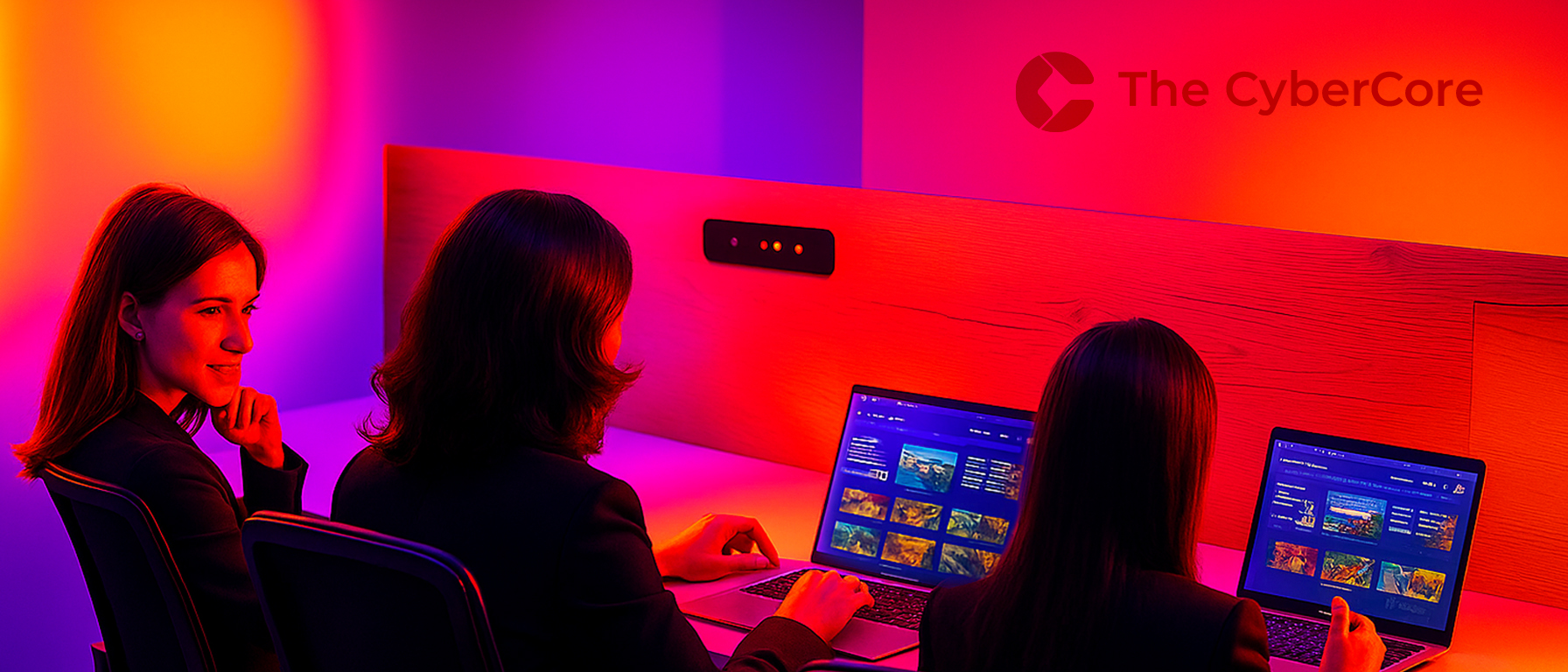 Our team collaborating in a modern office environment